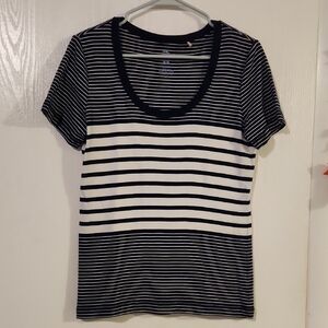 Tommy Bahama Black and White Striped Tee